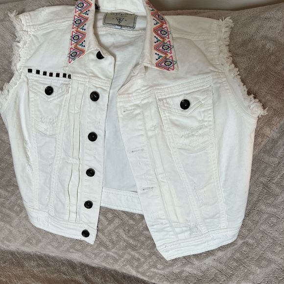 White Guess Denim Vest - Picture 2 of 2